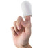 Eye Envy Gentle Action Applicator Finger Mitt on a man's finger - front