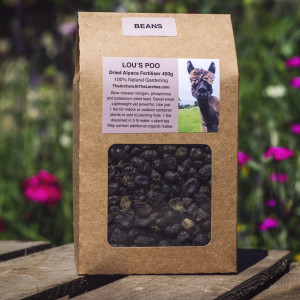 Lou's Poo, Dried Alpaca Fertiliser BEANS 400g Lou's Poo, Dried Alpaca Fertiliser BEANS 400g