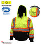 Troy Safety Hi-Viz Workwear, Men's ANSI Class 3 High Visibility Bomber Safety Jacket with X pattern, Waterproof