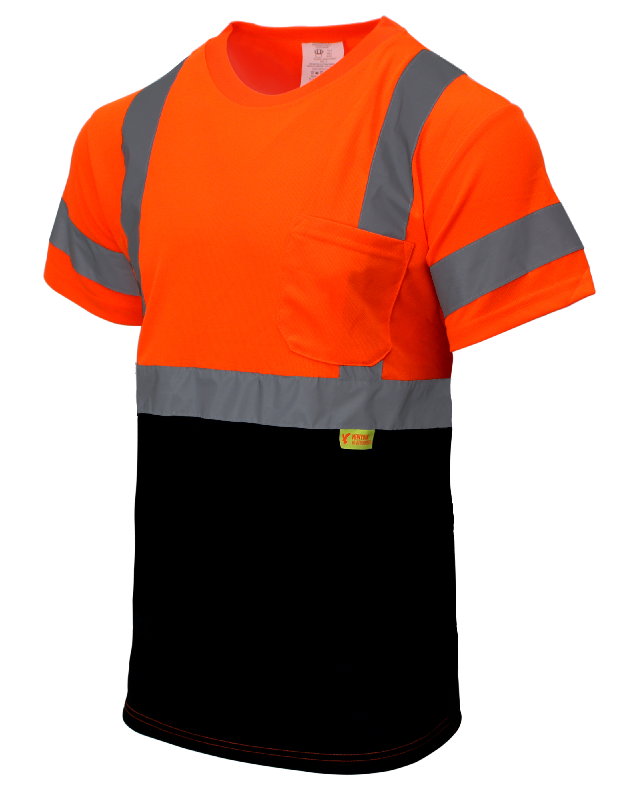 New York Hi-Viz Workwear NY BFS High-Visibility Class T Shirt with  Moisture Wicking Mesh Birdseye, Black Bottom