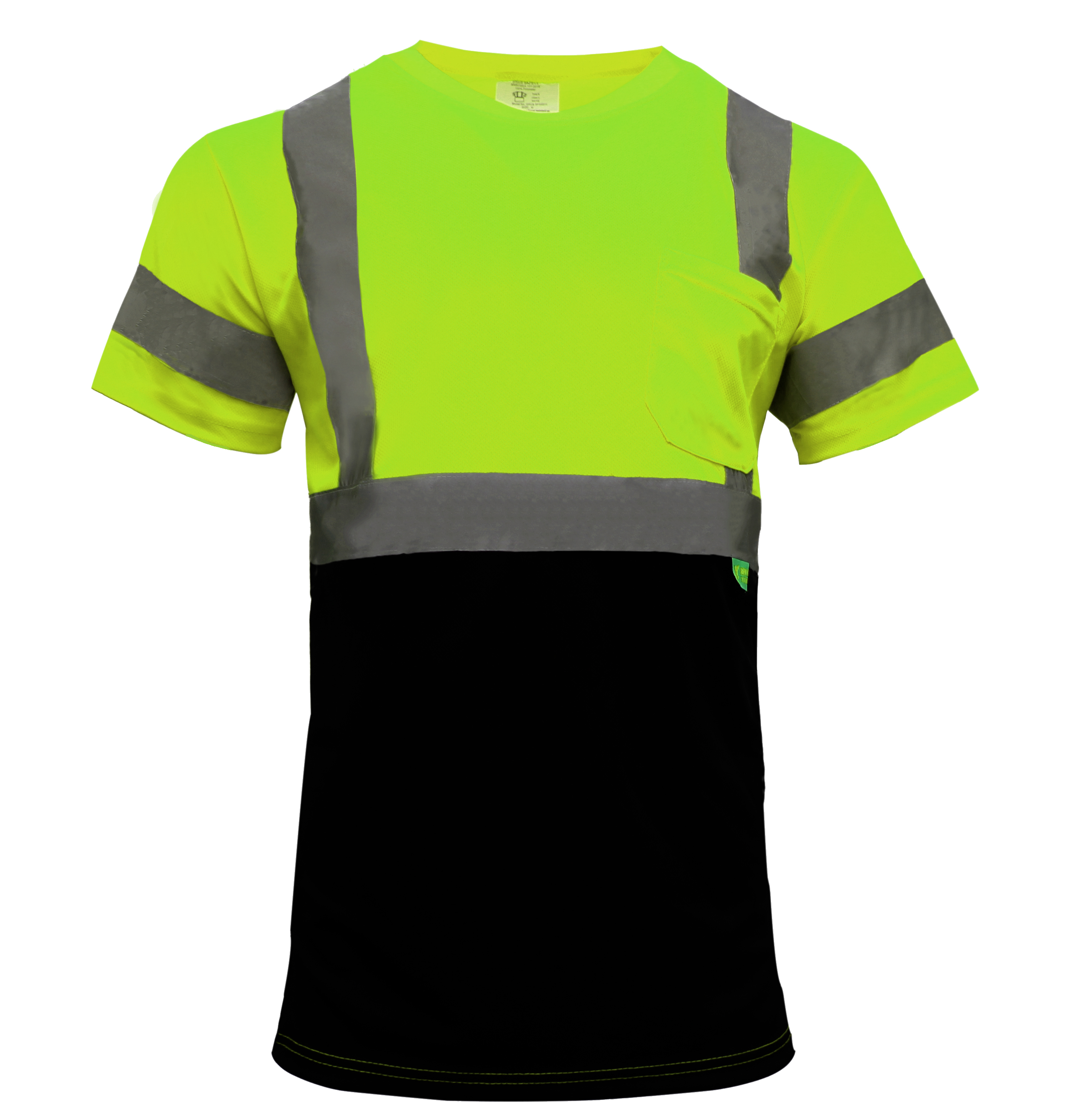 New York Hi-Viz Workwear NY BFS High-Visibility Class T Shirt with  Moisture Wicking Mesh Birdseye, Black Bottom