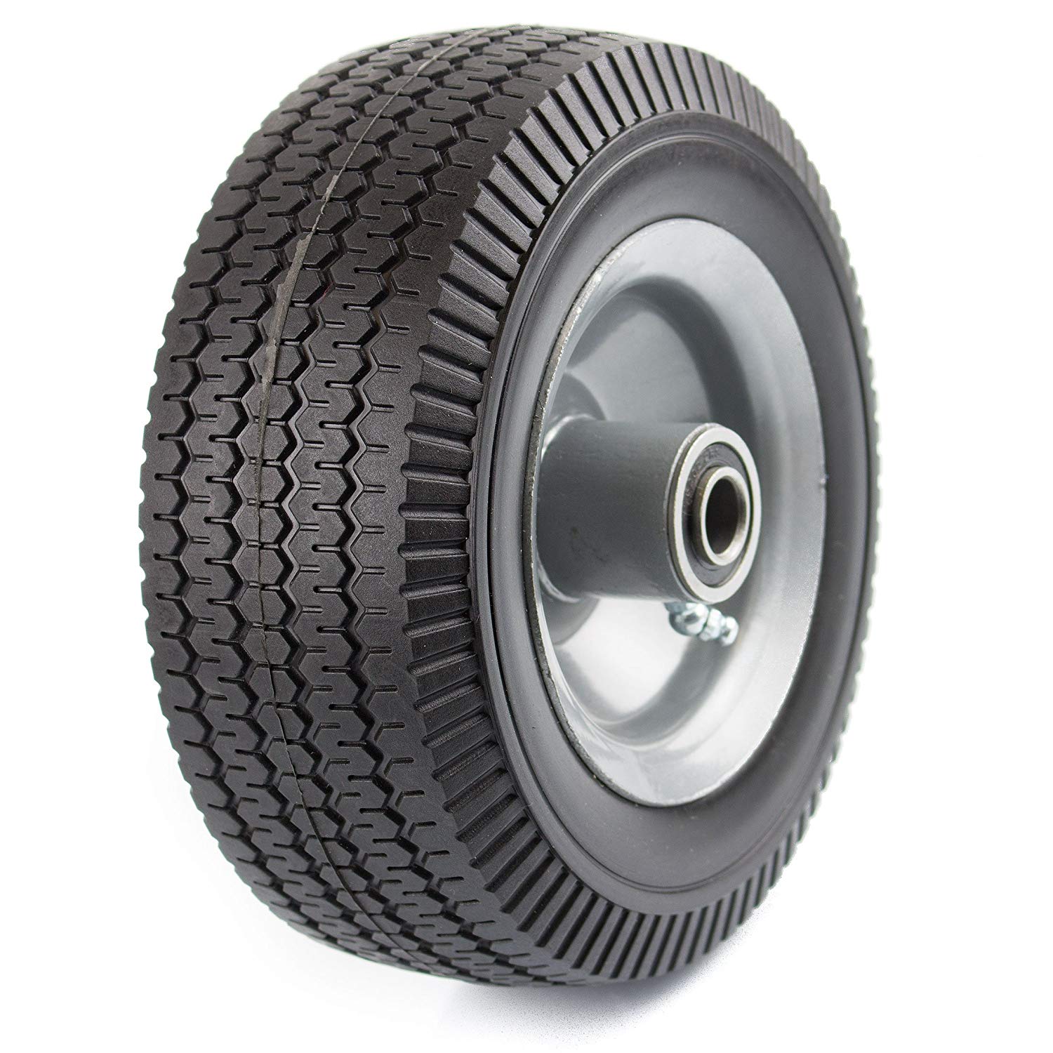 NK Heavy Duty Solid Rubber Flat Free Tubeless Hand Truck/Utility Tire  Wheel, 4.10/3.50-4