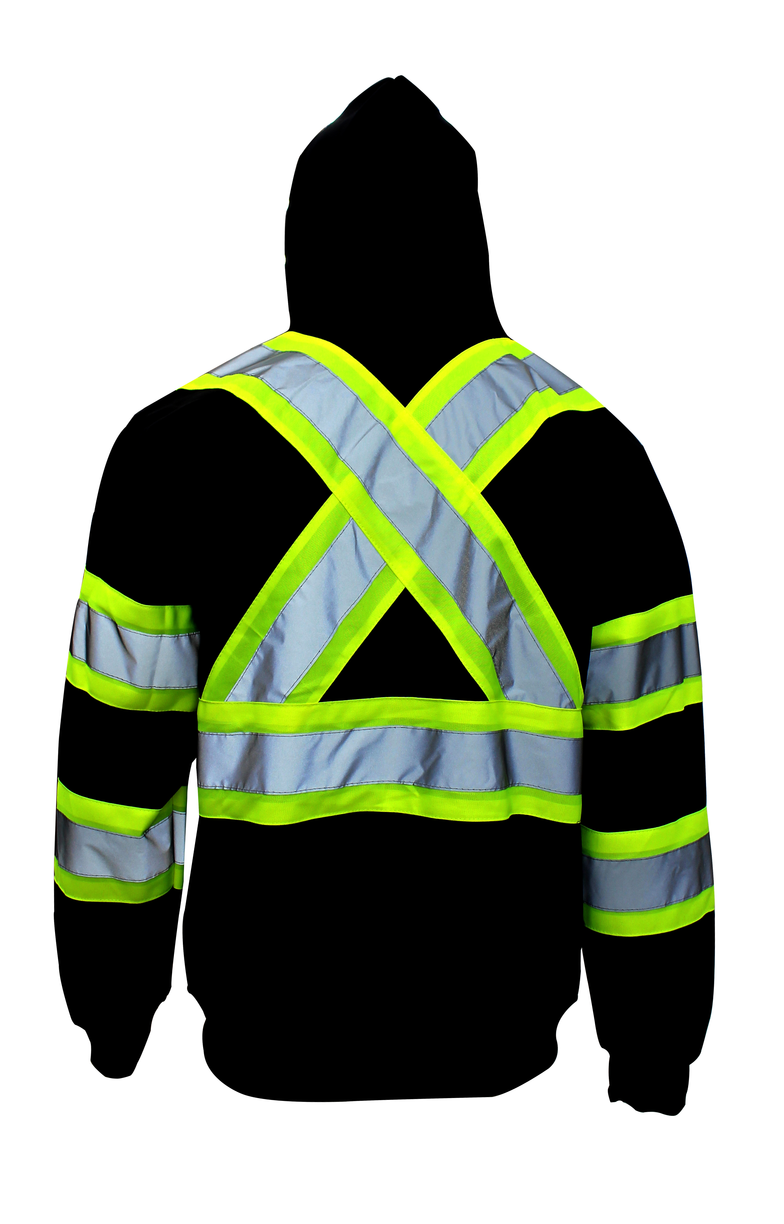 Troy Safety Hi-Viz Workwear Men's ANSI Class High Visibility Class  Sweatshirt, Full Zip Hooded, Lightweight, Black Bottom