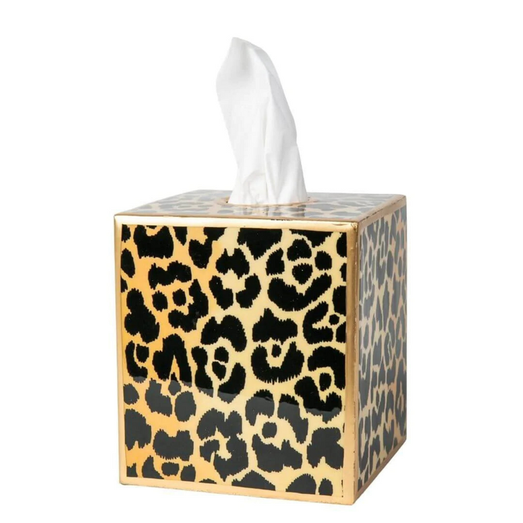 Leopard Spots Enameled Tissue Box Cover.