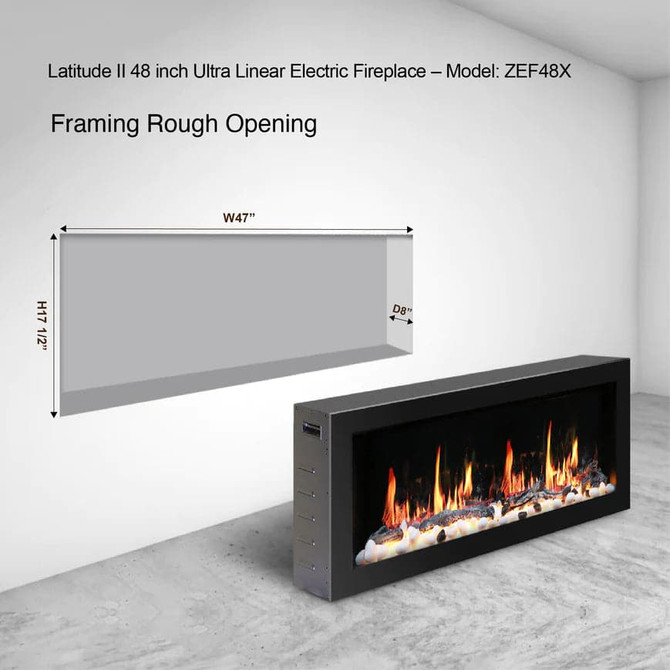 Gloria II Seamless Push-in Electric Fireplace (Silver | White Frame)