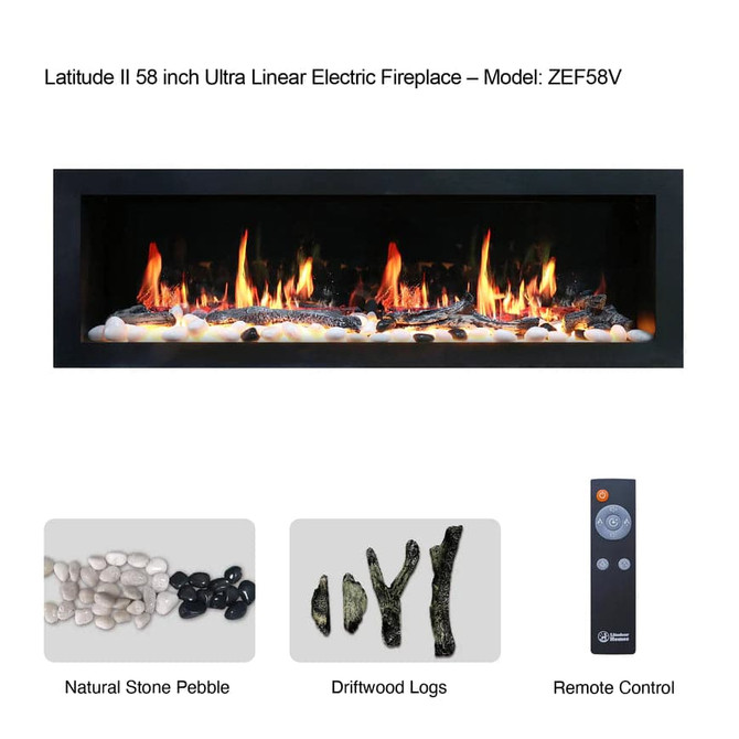 Latitude II 58" Seamless Push-in Electric Fireplace