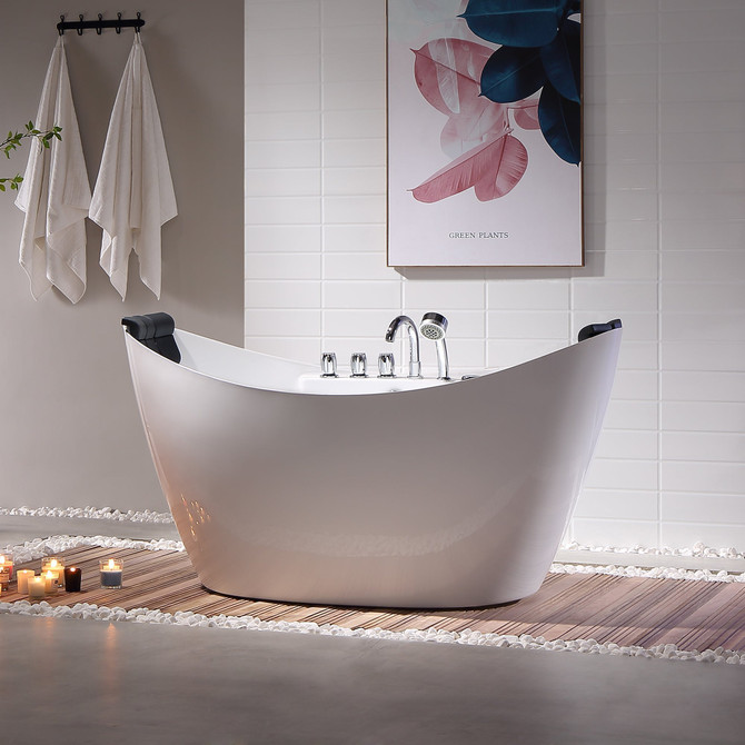 Empava-67AIS10 67 in. Whirlpool Freestanding Acrylic Bathtub