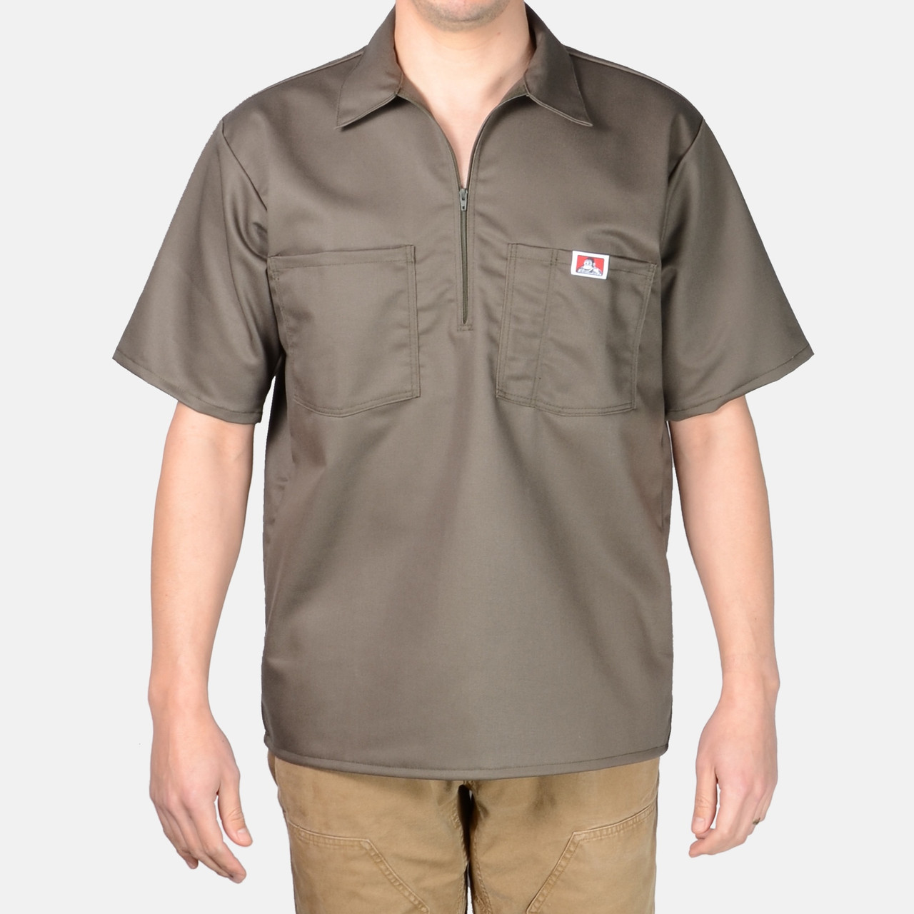 Ben Davis Short Sleeve Half Zip PlaidTwill Shirt