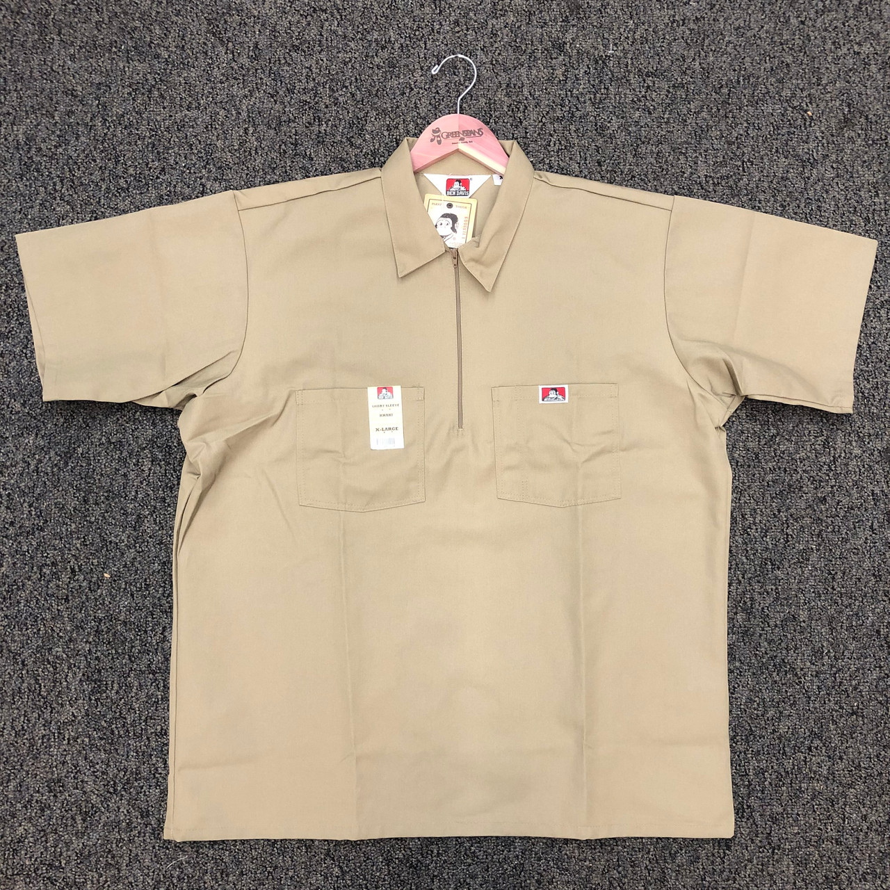 60's BEN DAVIS half zip work S/Sブラウン激レア‼︎ Ben Davis Short Sleeve Half Zip Striped Work Shirt - Brown