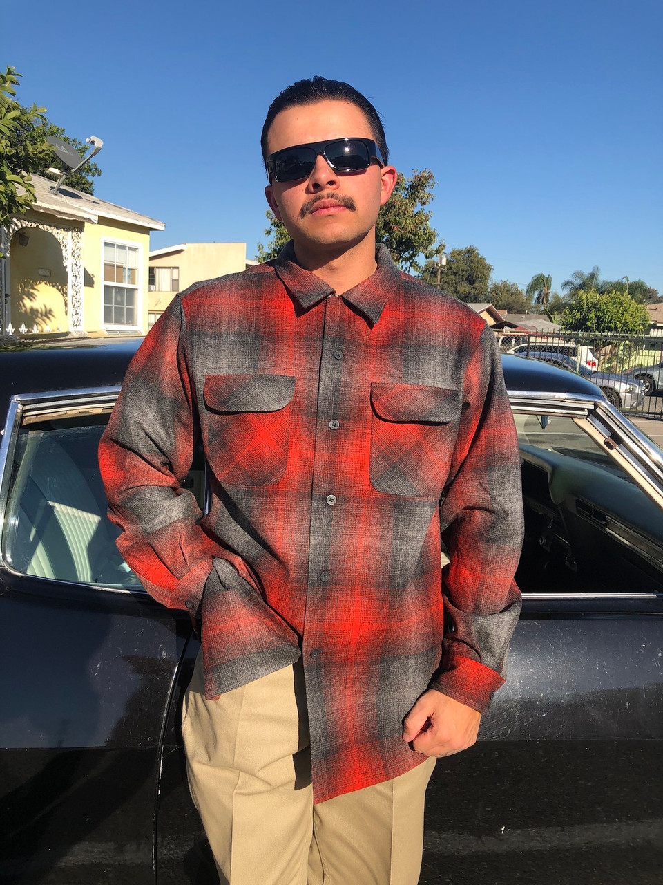 Spring 2024 Pendleton Board Shirt Black Red Ombre