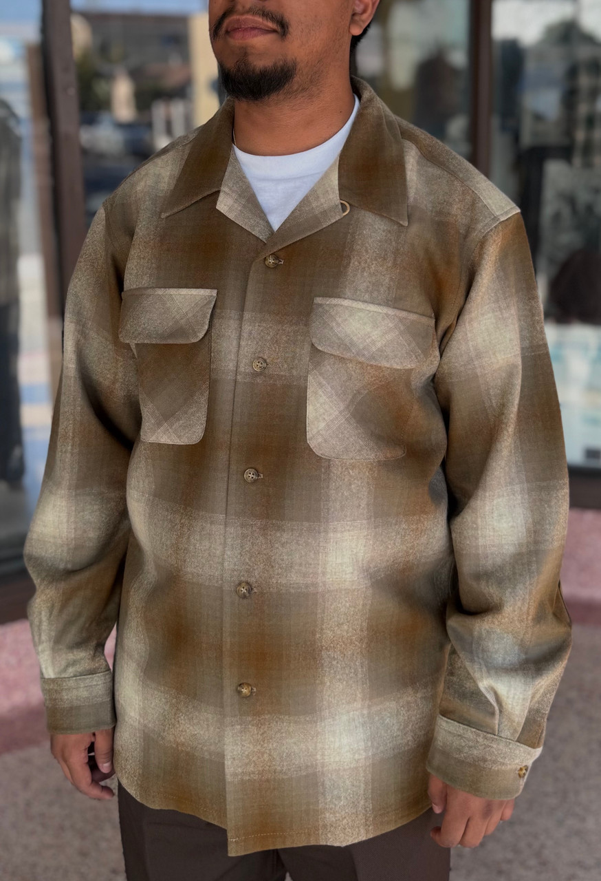 Fall 2025 Tan Mix Olive Ombre Pendleton Board Shirt