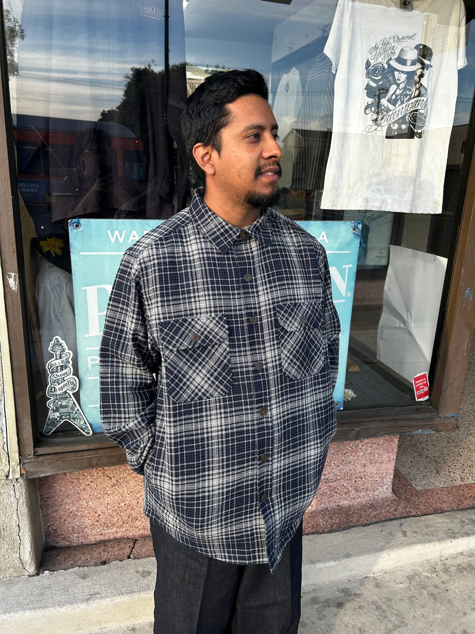 k*9様 Pendleton オンブレシャツ　CPOジャケット Pendleton CPO Jacket Shirt Navy Glen Ombre