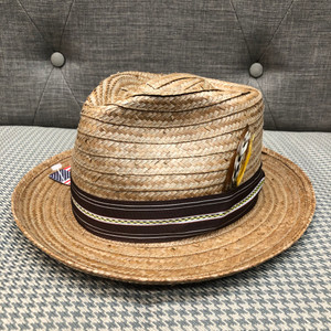 Regular Brim Diamond Top Dark Coconut Straw Hat Regular Brim Diamond Top Dark Coconut Straw Hat