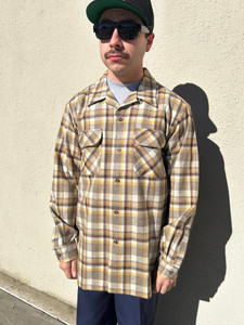 Spring 2024 Taupe Mix Plaid Long Sleeve Pendleton Board Shirt