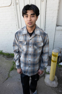Fall 2024 Grey Mix Tan Mix Plaid Pendleton Board Shirt