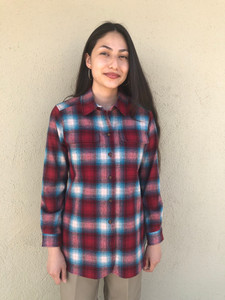 Women's Red Teal Plaid Pendleton Board Shirt