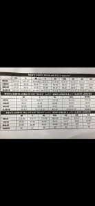 Pendleton Size Chart