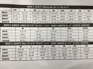 Pendleton Size Chart