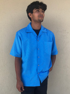 All Over Geometric Blue Bowling Shirt All Over Geometric Blue Bowling Shirt