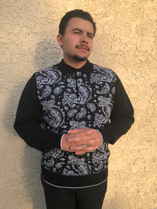 Cigar Long Sleeve Polo Sweater Paisley Cigar Long Sleeve Polo Sweater Paisley