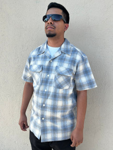Spring 2026 Short Sleeve Tan Blue Grey Ombre Pendleton Board Shirt
