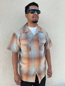 Spring 2026 Short Sleeve Tan Orange Ombre Pendleton Board Shirt