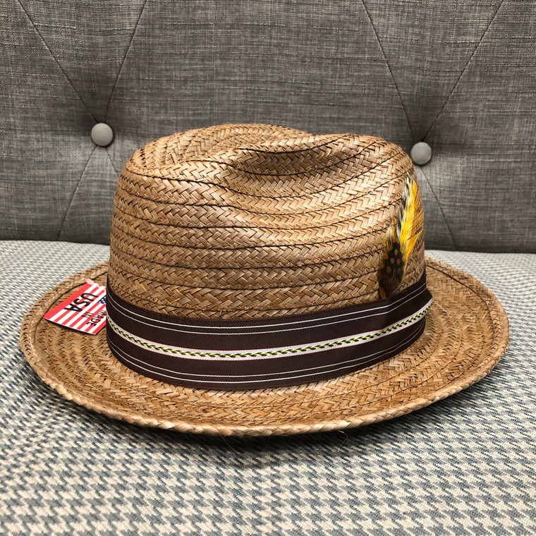 Regular Brim Pinch Front Dark Coconut Straw Hat