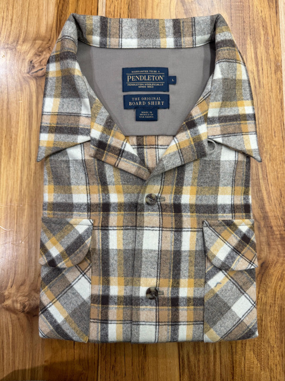 Spring 2024 Taupe Mix Plaid Long Sleeve Pendleton Board Shirt