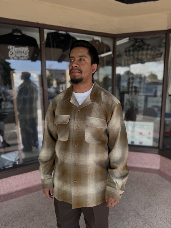 Fall 2025 Tan Mix Olive Ombre Pendleton Board Shirt