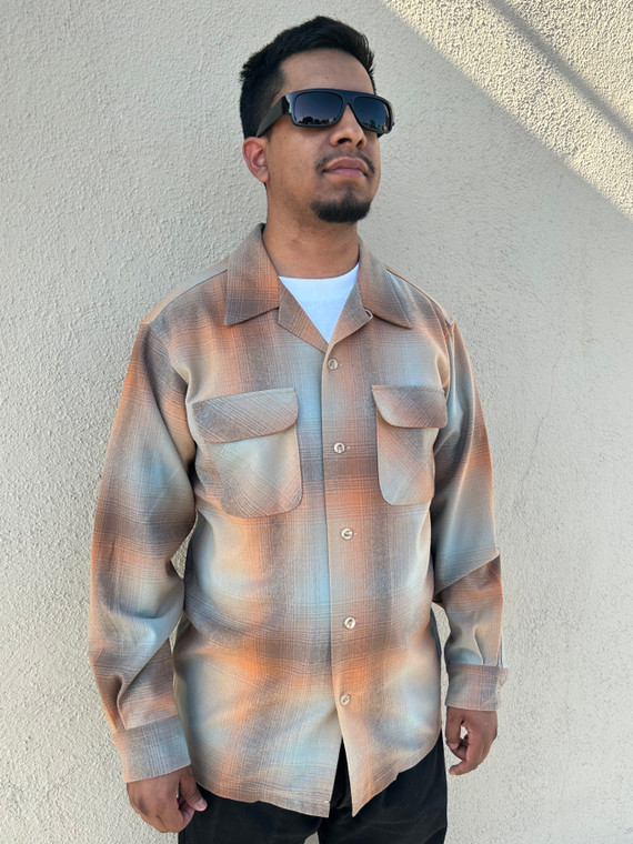 Spring 2026 Tan Orange Ombre Pendleton Board Shirt