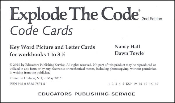 Explode the Code - Code Cards for Books 1-3 1/2 - Classroom