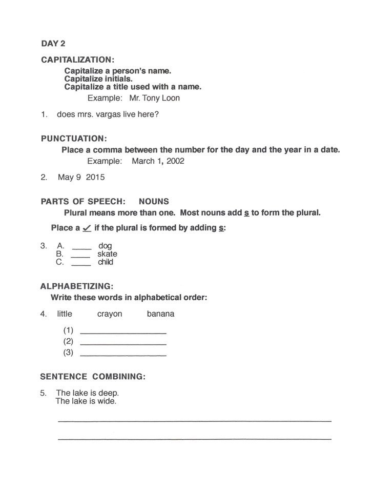Daily Grams Grade 3 Classroom Resource Center