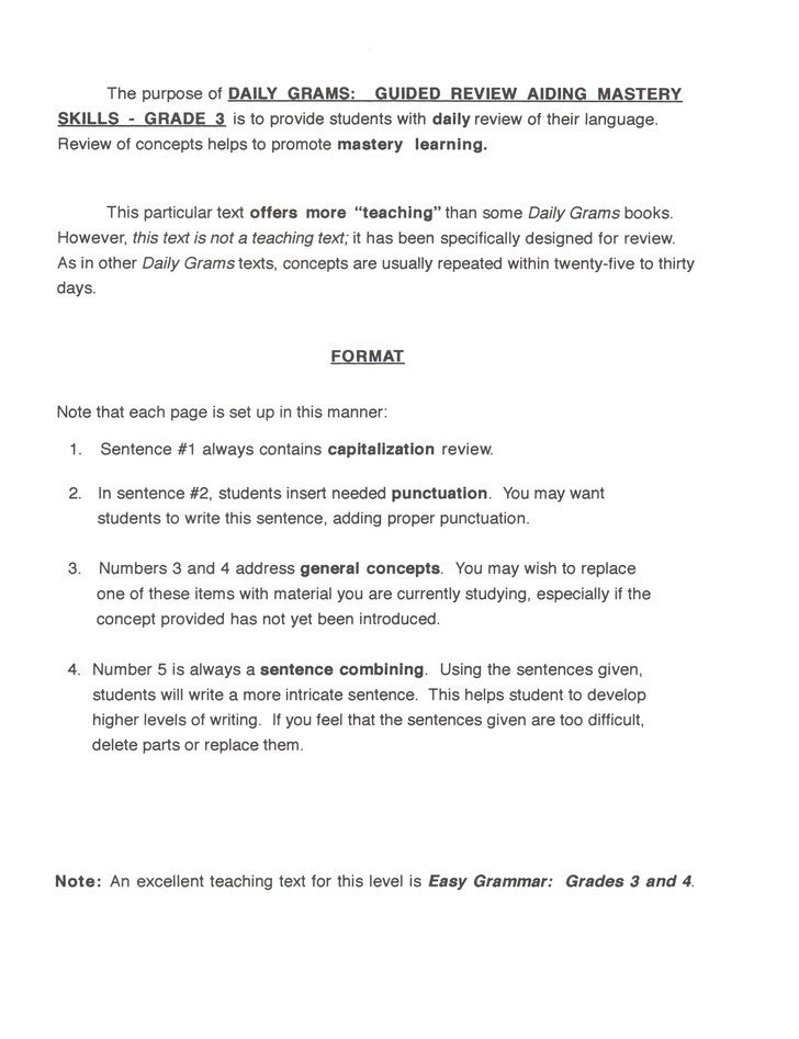 Daily Grams Grade 3 Classroom Resource Center