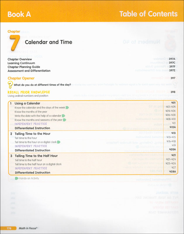 Math in Focus Teacher Edition Volume A Grade 1
