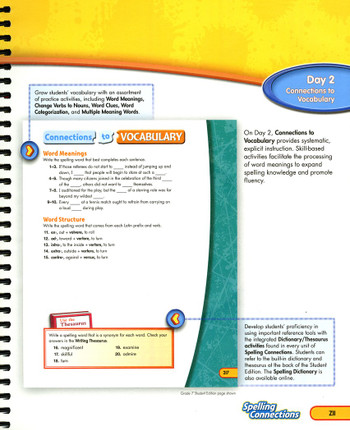 Zaner Bloser Spelling Connections Grade 7 Student Teacher Hs Bundle Classroom Resource Center