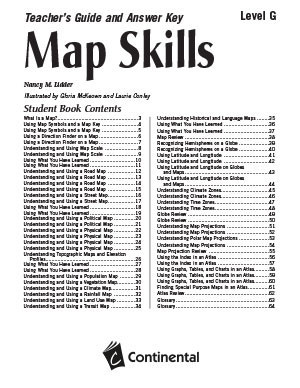 Map Skills Level G Teacher Guide and Answer Key (Continental Press)