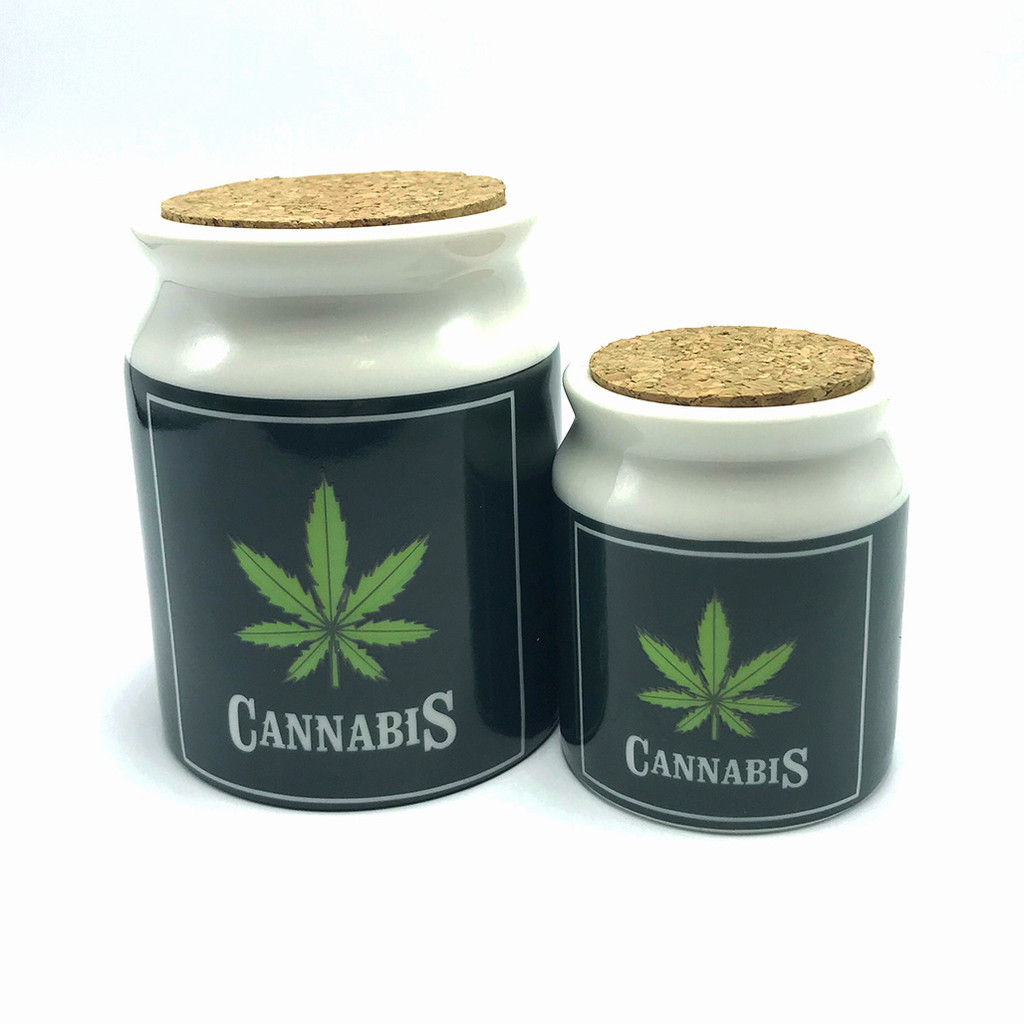 Cannabis Ceramic Jar (two sizes)