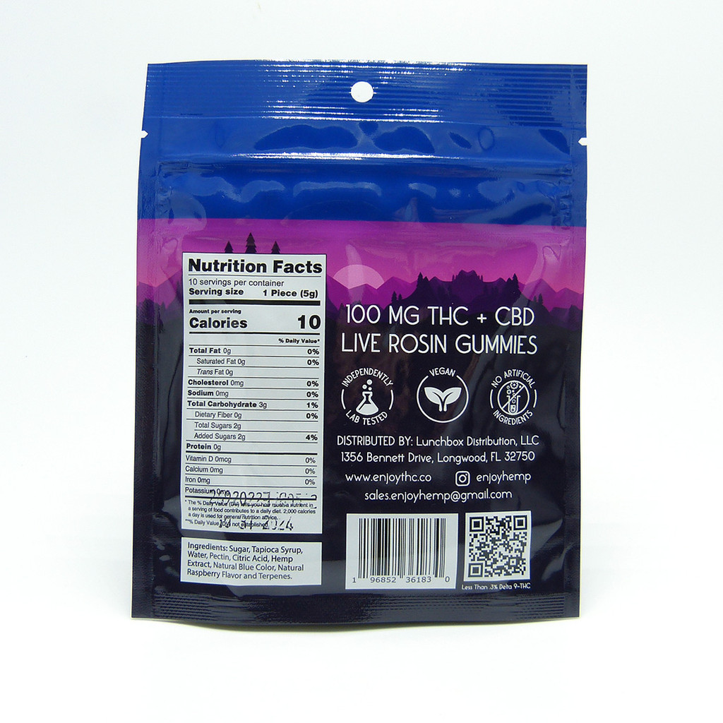 Enjoy Hemp Balance Live Rosin Gummies (Full Spectrum) (5 mg CBD + 5 mg THC) (10 ct) 