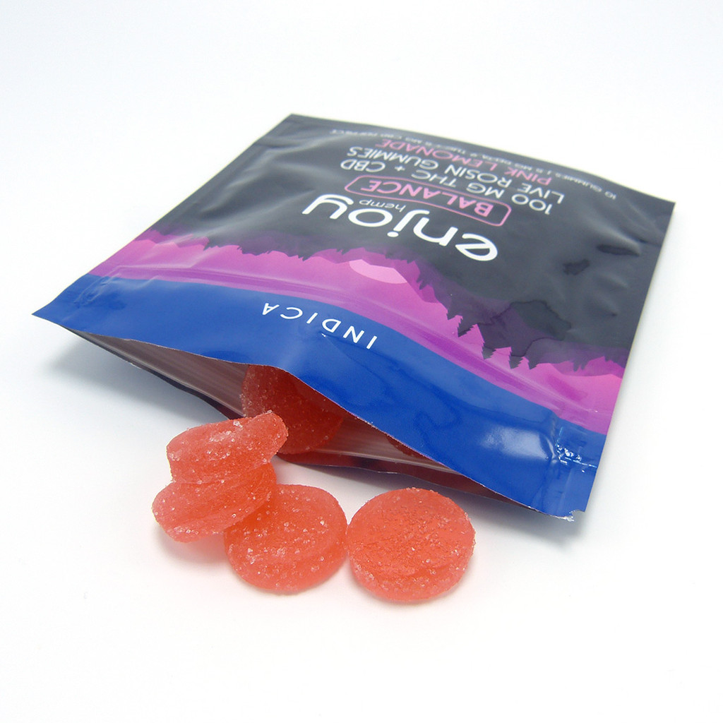 Enjoy Hemp Balance Live Rosin Gummies (Full Spectrum) (5 mg CBD + 5 mg THC) (10 ct) 