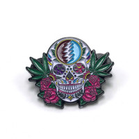 Skull Hemp & Roses Enamel Pin (Grateful Dead style)