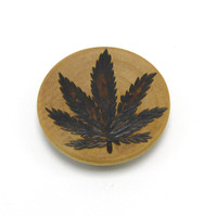 Hemp Leaf Wood Magnet