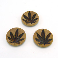 Hemp Leaf Wood Magnet