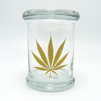 Glass Jar with Cannabis Leaf by 420 Science (Medium) 