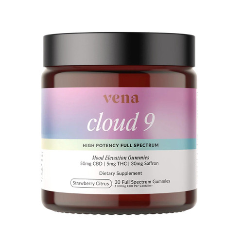 Vena Cloud 9 Mood Elevation Gummies (50 mg CBD + 5 mg THC per gummy) (Full Spectrum) (30 ct)