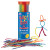 Tube of 24 rainbow Wikki Stix with sample stick figure creation and scattered wax-coated strands