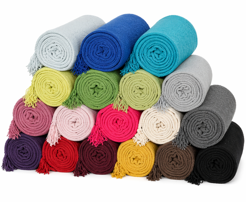 Kakaos Solid Color Cotton Yoga Blankets