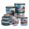 Dashing Through the Snow Tall Round Tin Container with Handle Size 8S (1 gal) 6 11/16" x 7 1/4" (12 pack)