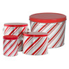 Candy Stripes Tall Round Tin Container with Handle Size 5S (1/2 gal) 6 11/16" x 5 1/4" (12 pack)