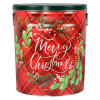 Christmas Plaid Popcorn Tin Container with Handles Size 50T