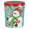 Peppermint Snowmen Popcorn Tin Container Size 25T